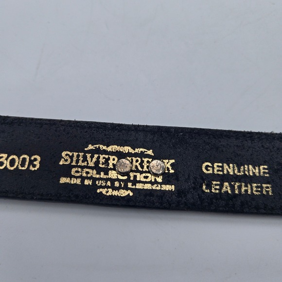 Vintage Silver Creek Black Leather Western Belt Animal Conchos Sz 30 USA Made - Picture 15 of 16